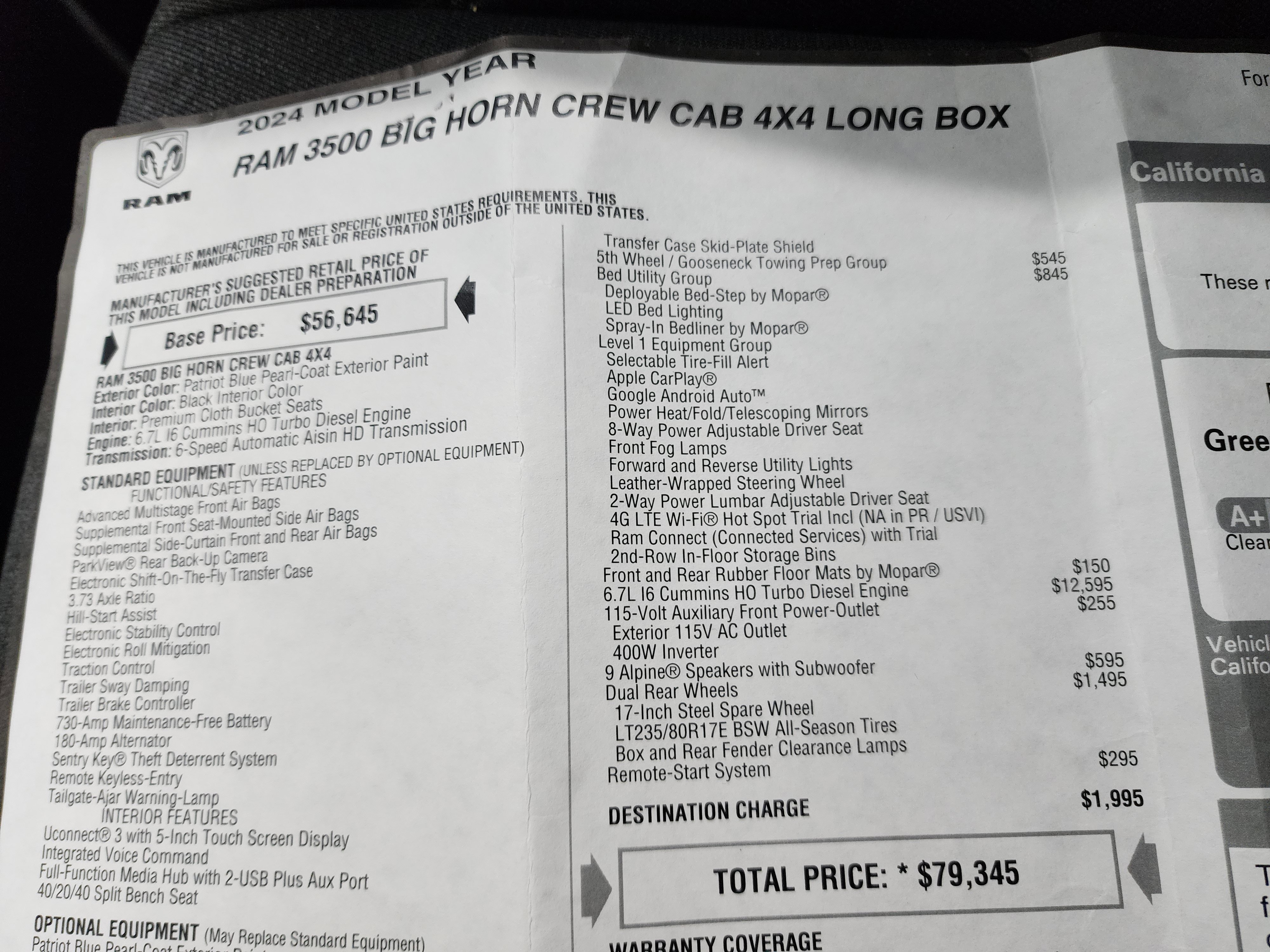 Used 2024 RAM 3500 Big Horn w/ Sport Appearance Package image 49