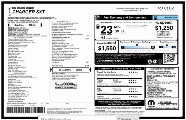 Used 2022 Dodge Charger SXT w/ Leather Interior Group image 5