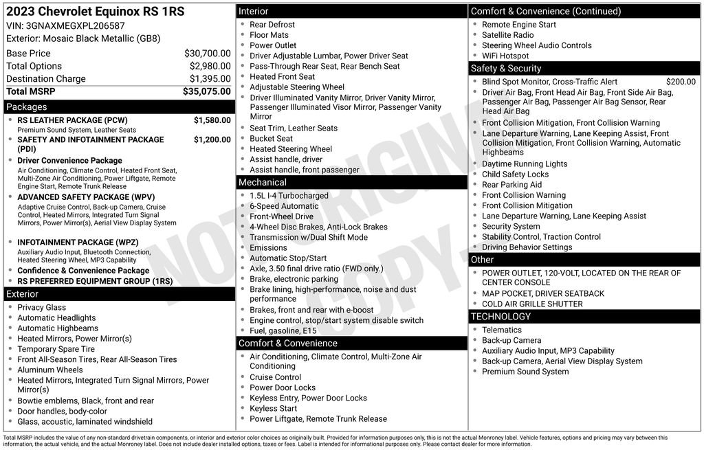 Certified 2023 Chevrolet Equinox RS w/ RS Leather Package