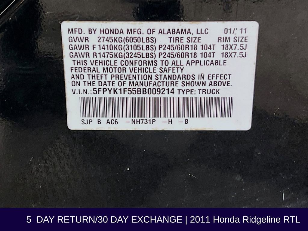 Used 2011 Honda Ridgeline RTL image 14