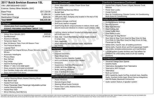 Certified 2017 Buick Envision Essence FWD image 32