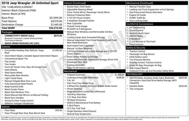 Used 2018 Jeep Wrangler Unlimited Sport w/ Connectivity Group image 3