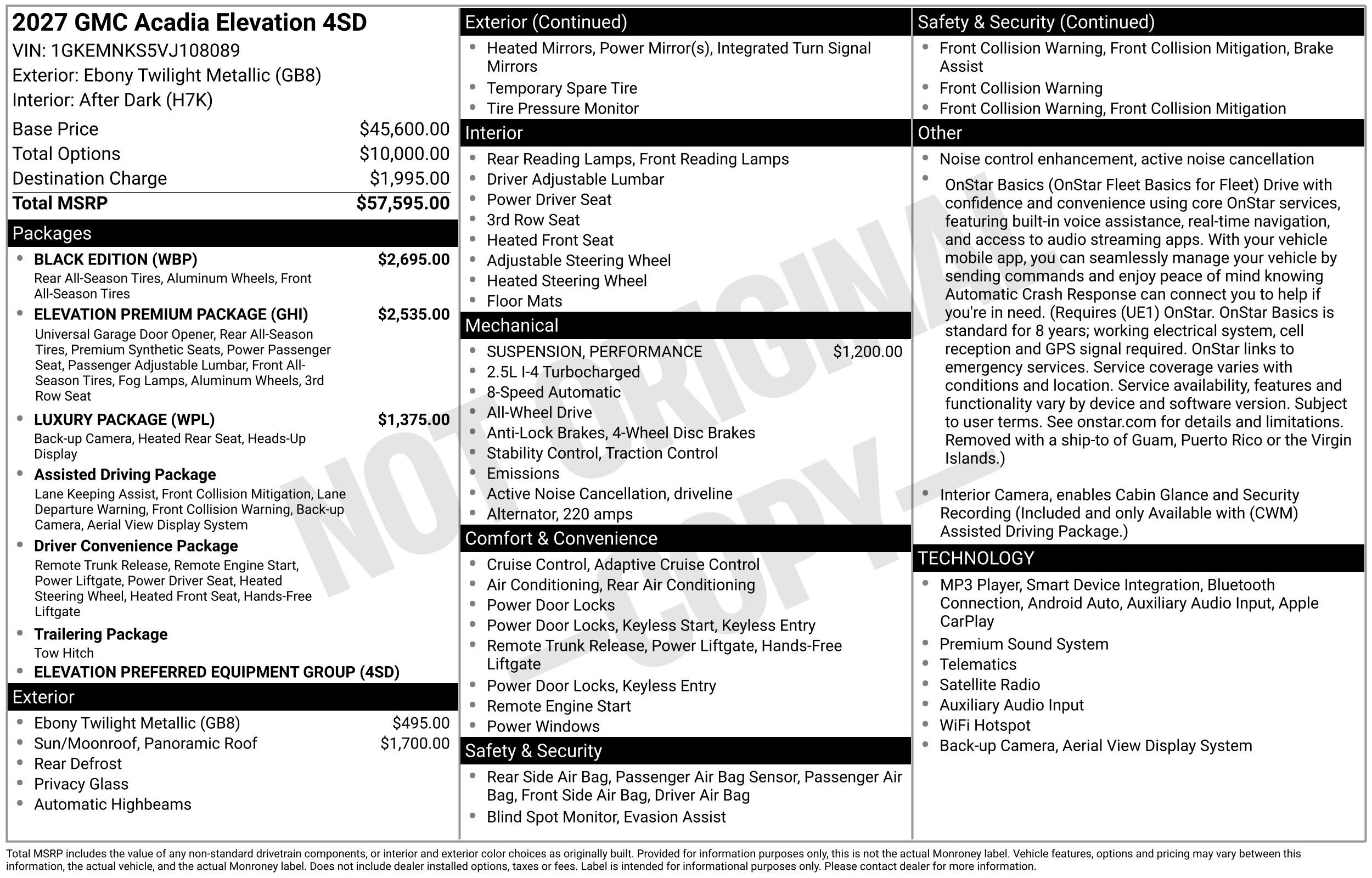 New 2027 GMC Acadia Elevation w/ Black Edition AWD/4WD image 47
