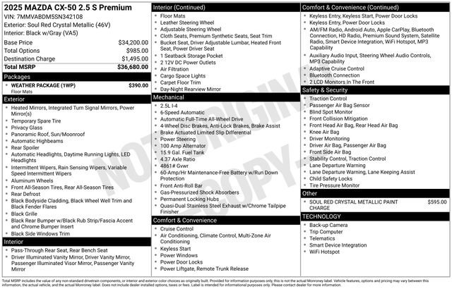 Certified 2025 MAZDA CX-50 AWD 2.5 S w/ Weather Package image 25