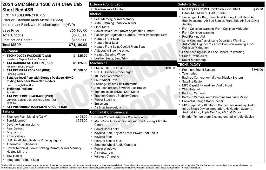 Used 2024 GMC Sierra 1500 AT4 w/ Technology Package AWD/4WD image 7