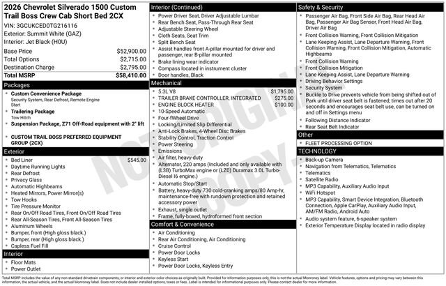 New 2026 Chevrolet Silverado 1500 Custom Trail Boss AWD/4WD image 24
