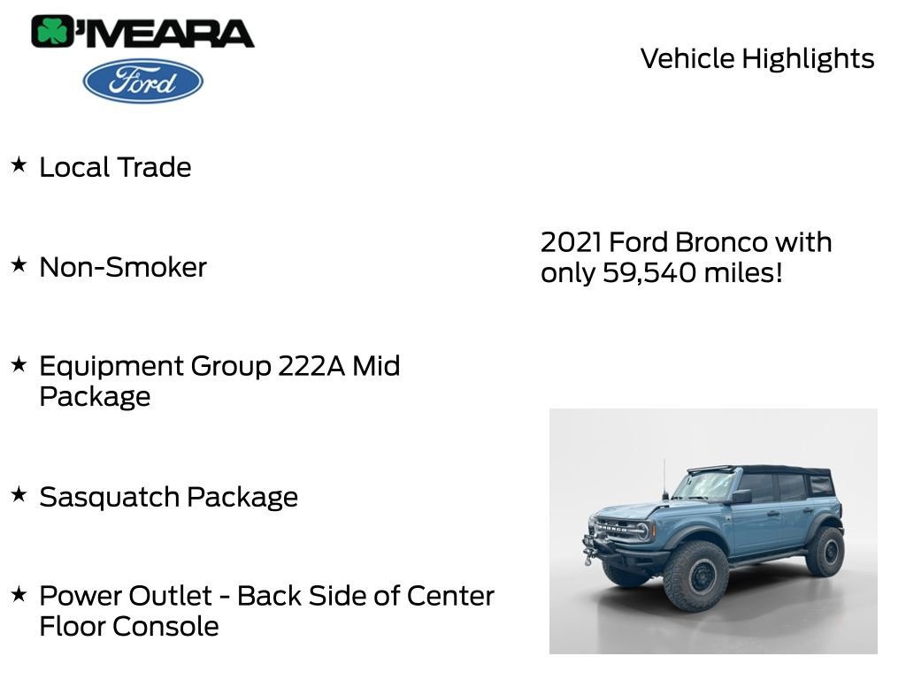 Used 2021 Ford Bronco Big Bend w/ Sasquatch Package AWD/4WD image 8