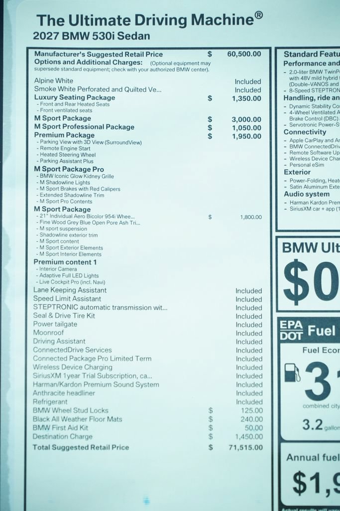 New 2027 BMW 530i w/ M Sport Package RWD image 8