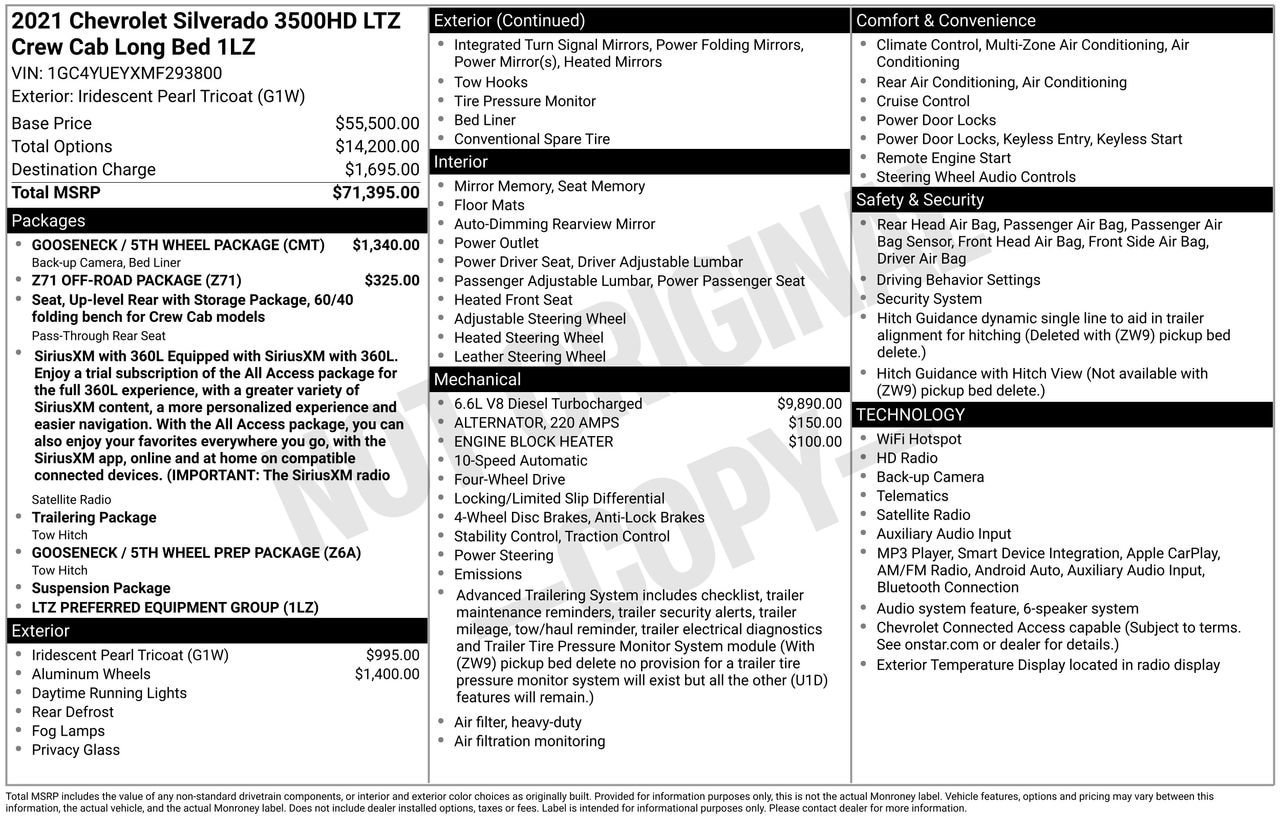 Certified 2021 Chevrolet Silverado 3500 LTZ w/ Gooseneck/5TH Wheel Package AWD/4WD image 28