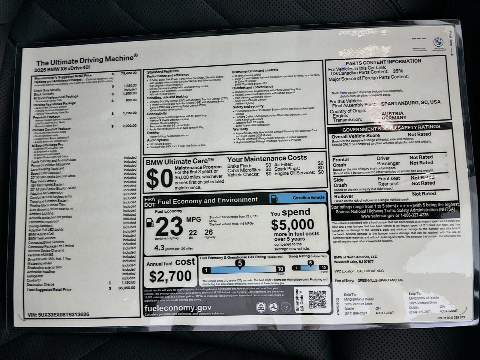 New 2026 BMW X6 xDrive40i w/ Climate Comfort Package AWD/4WD image 48