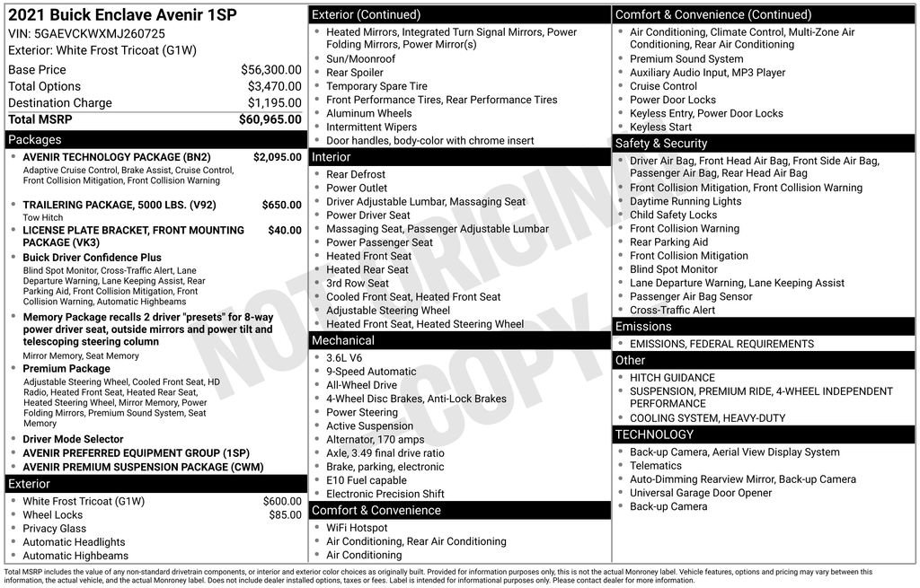 Used 2021 Buick Enclave Avenir w/ Avenir Technology Package image 3