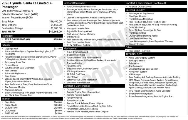 Used 2026 Hyundai Santa Fe Limited w/ Tow & Go Package AWD/4WD image 10