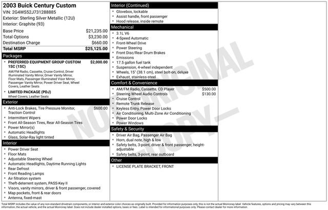 Used 2003 Buick Century Custom FWD image 2