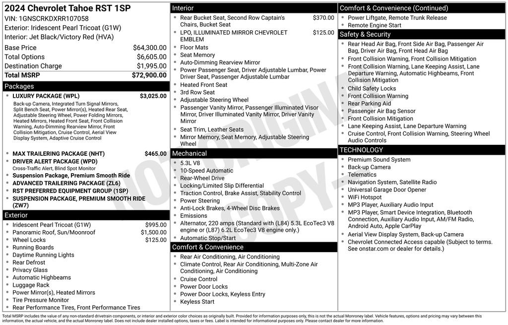 Used 2024 Chevrolet Tahoe RST w/ Luxury Package RWD image 6