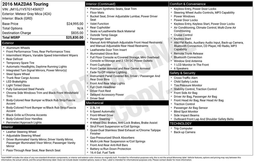 Used 2016 MAZDA MAZDA6 Touring image 31