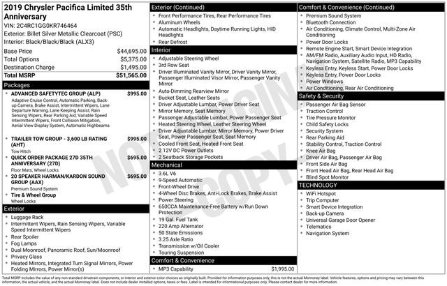 Used 2019 Chrysler Pacifica Limited FWD image 9