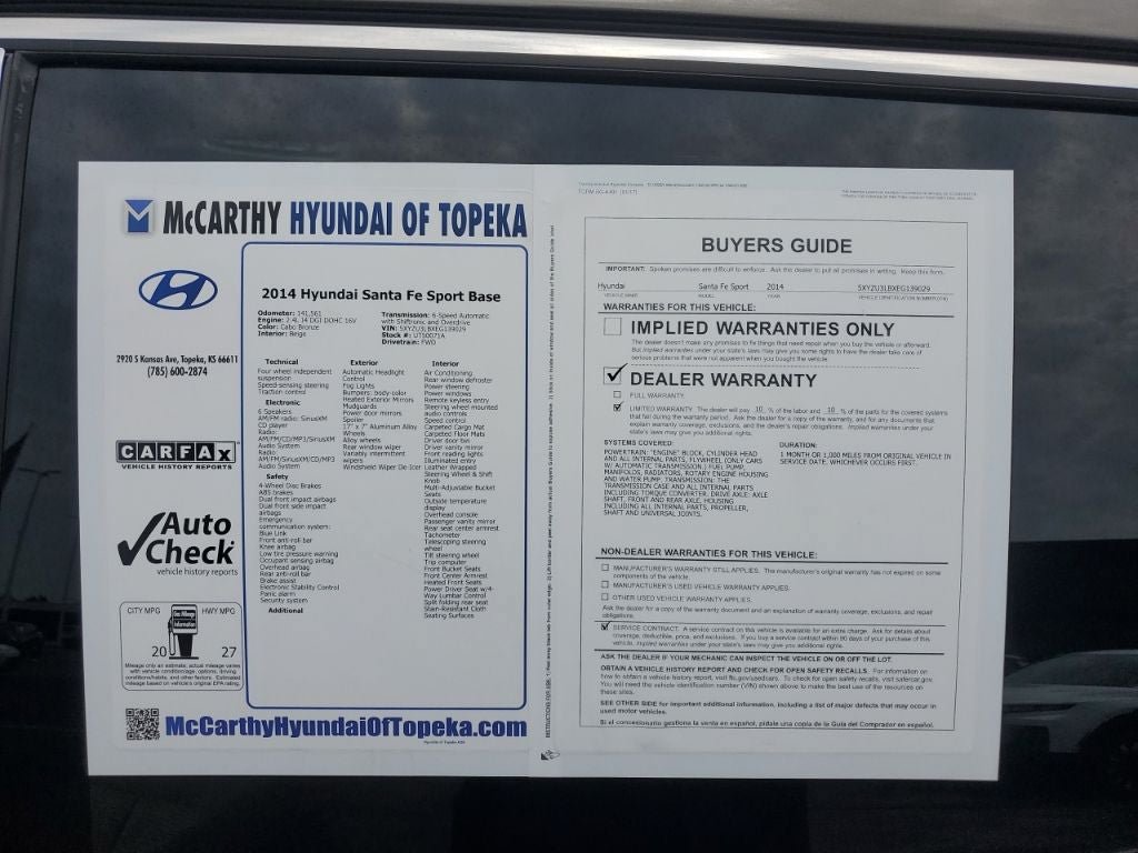 Used 2014 Hyundai Santa Fe Sport w/ Popular Equipment Package 02 FWD image 9