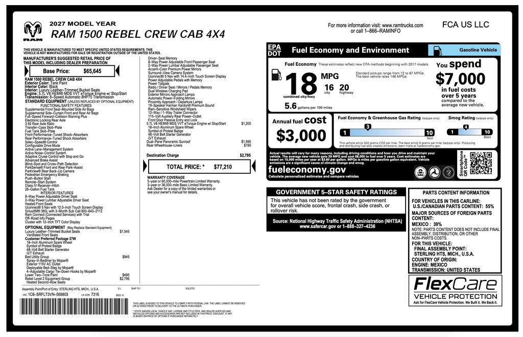 New 2027 RAM 1500 Rebel w/ Rebel Level 2 Equipment Group AWD/4WD image 2
