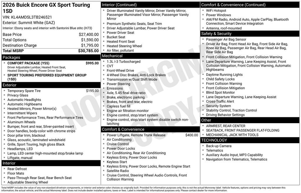 New 2026 Buick Encore GX Sport Touring w/ Comfort Package FWD image 5