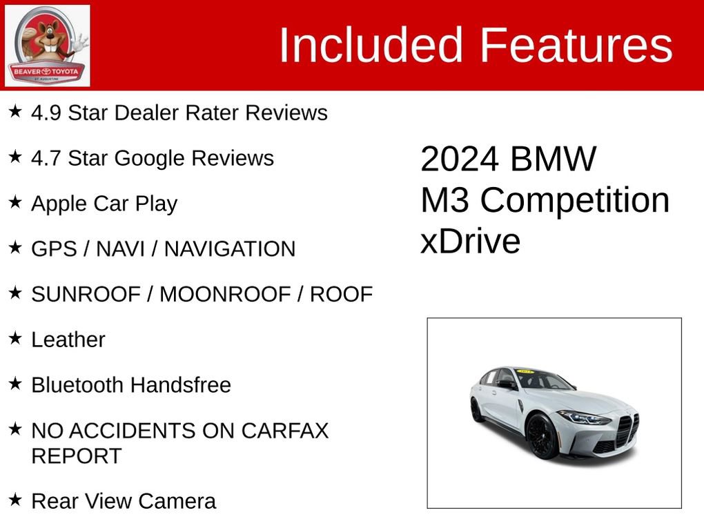 Used 2024 BMW M3 Competition w/ Executive Package AWD/4WD image 4
