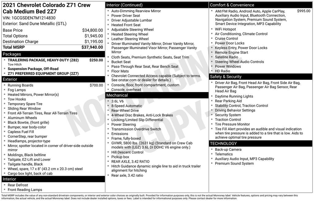 Used 2021 Chevrolet Colorado Z71 RWD image 10