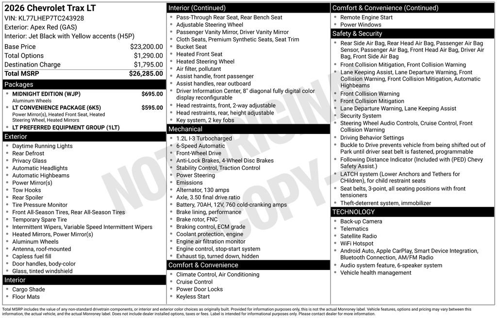 New 2026 Chevrolet Trax LT w/ Midnight Edition FWD image 23