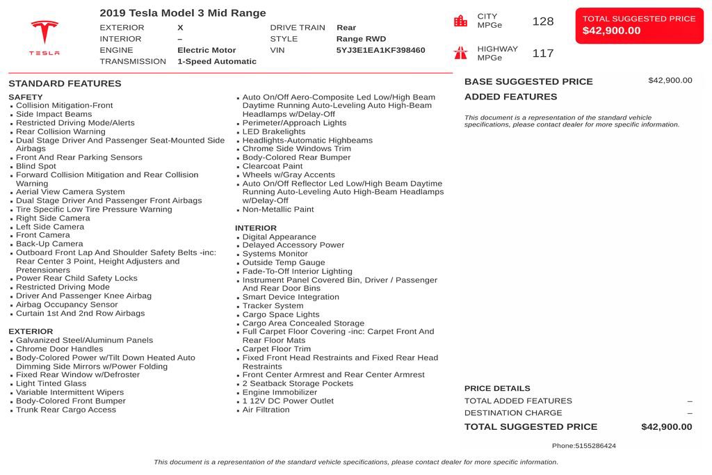 Used 2019 Tesla Model 3 Mid Range RWD image 3