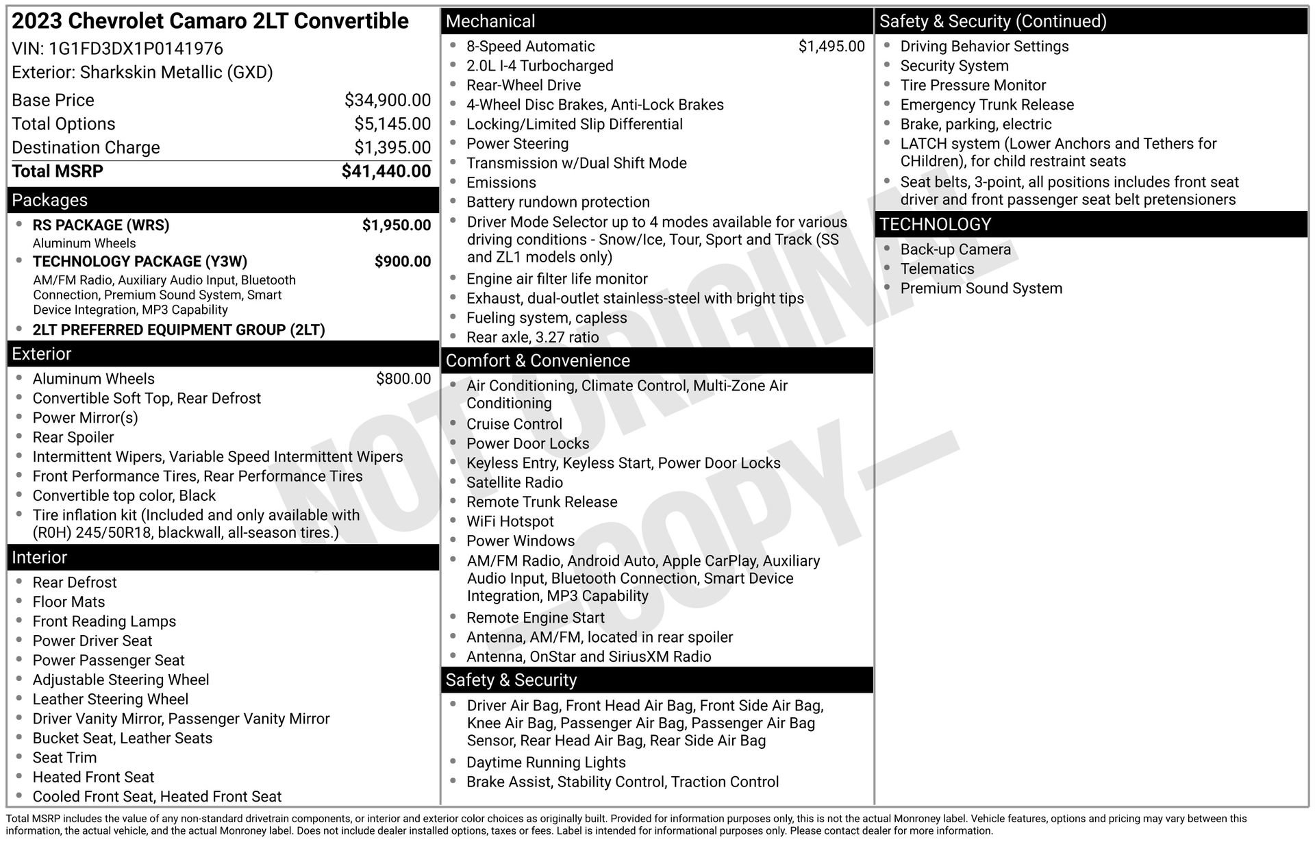 Used 2023 Chevrolet Camaro LT w/ RS Package RWD image 10