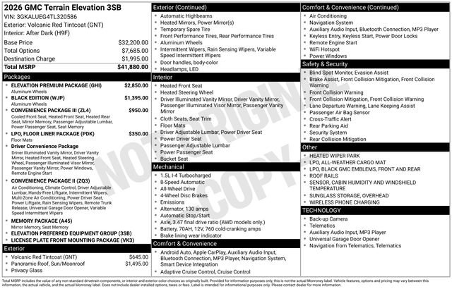 New 2026 GMC Terrain Elevation w/ Elevation Premium Package AWD/4WD image 28