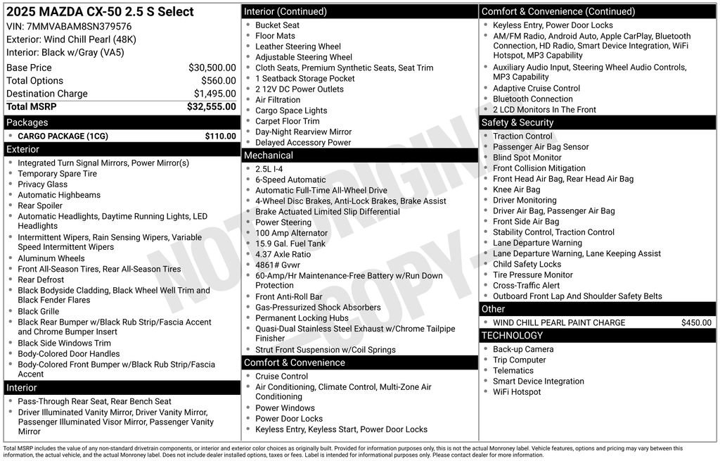 Certified 2025 MAZDA CX-50 AWD 2.5 S w/ Cargo Package image 16