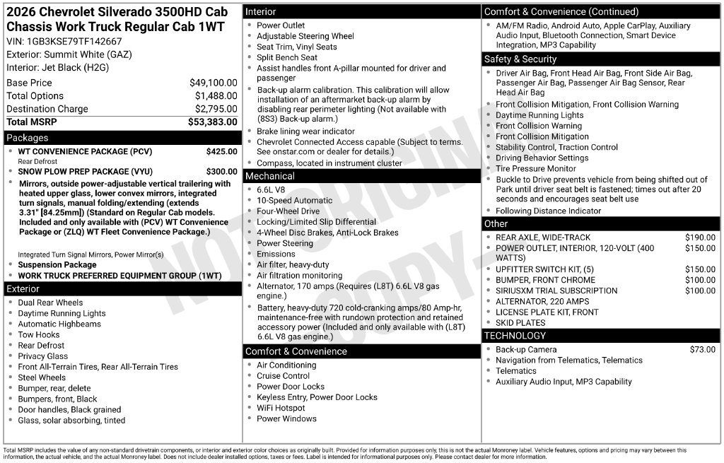 New 2026 Chevrolet Silverado 3500 W/T w/ WT Convenience Package AWD/4WD image 20