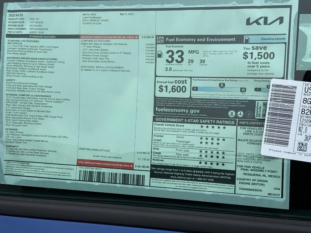 New 2025 Kia K4 EX image 22