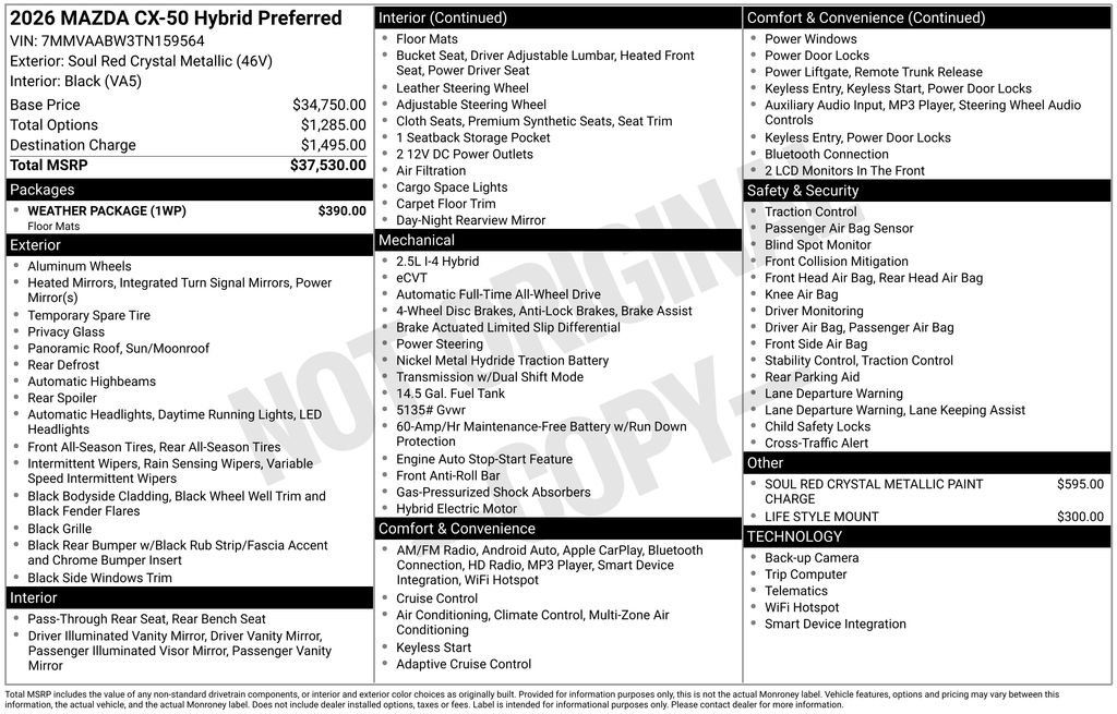 New 2026 MAZDA CX-50 2.5 Hybrid w/ Weather Package image 2