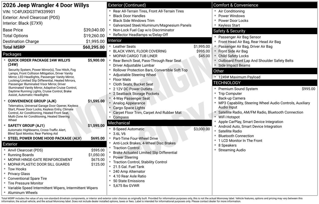 New 2026 Jeep Wrangler Unlimited Sport AWD/4WD image 35