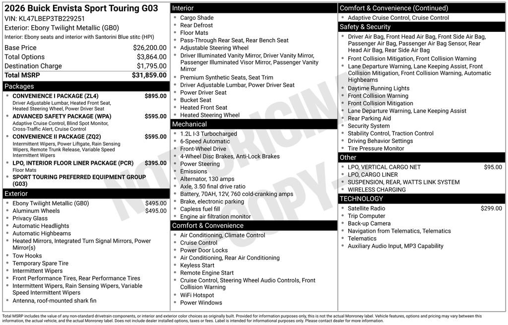 New 2026 Buick Envista Sport Touring w/ Convenience I Package FWD image 4