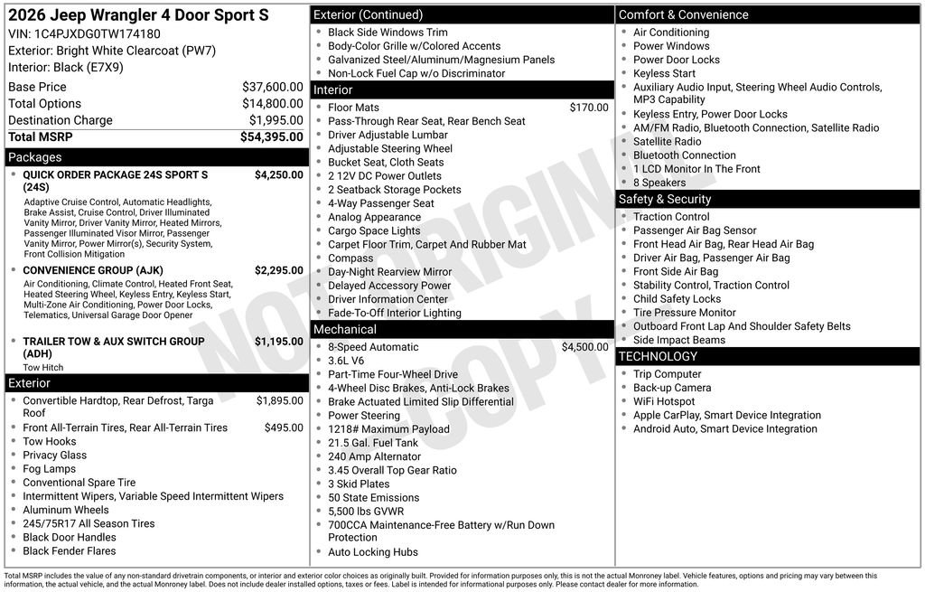 New 2026 Jeep Wrangler Unlimited Sport AWD/4WD image 41
