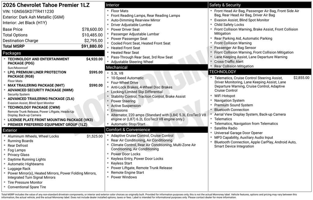 New 2026 Chevrolet Tahoe Premier AWD/4WD image 4