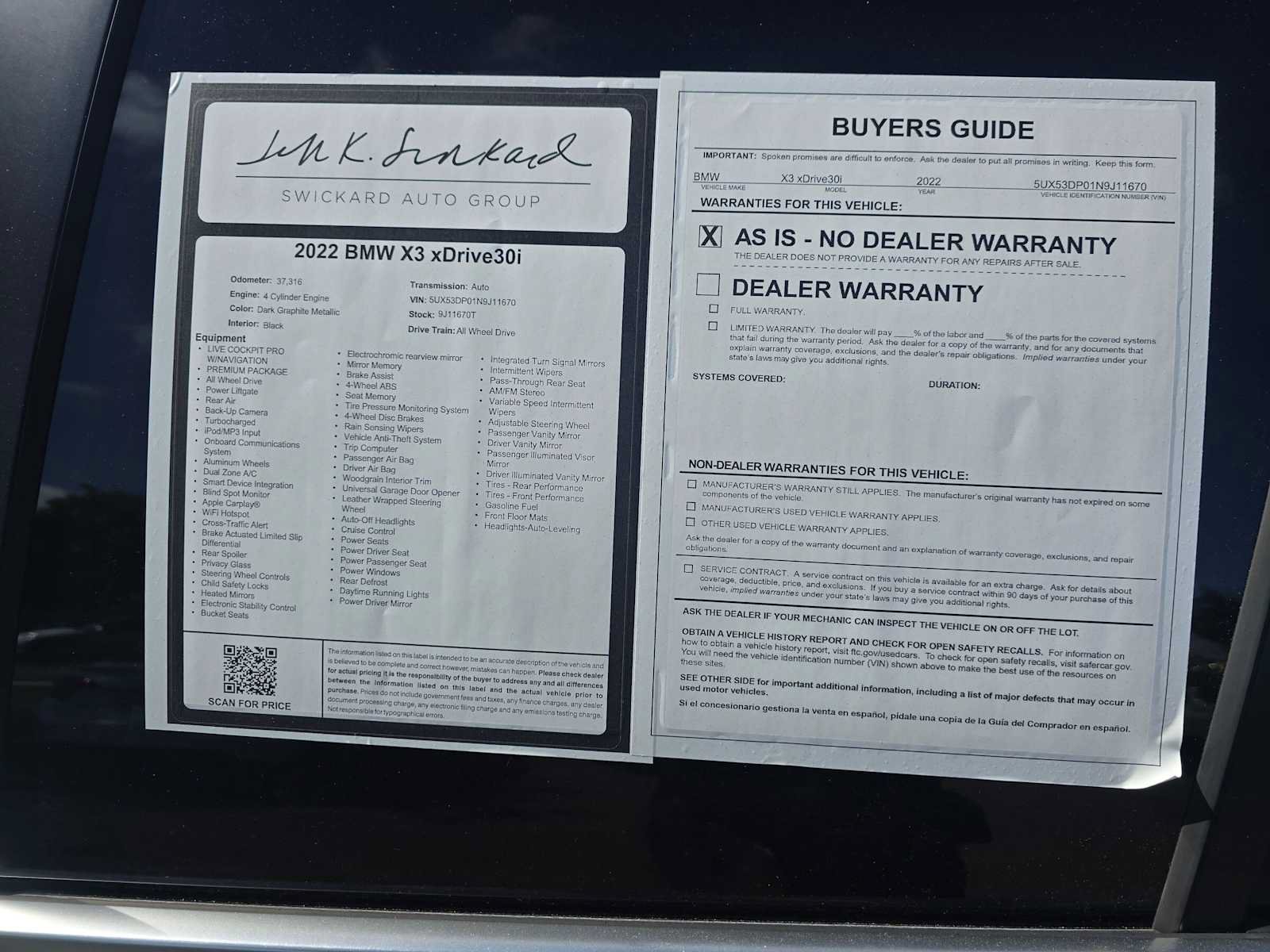 Used 2022 BMW X3 xDrive30i w/ Premium Package AWD/4WD image 16
