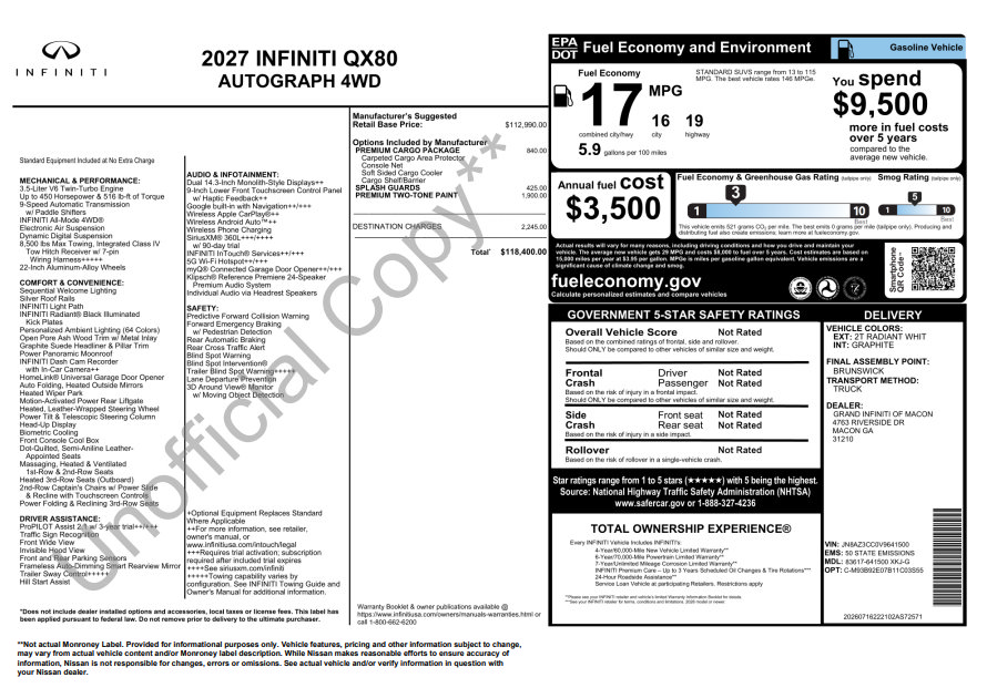 New 2027 INFINITI QX80 Autograph AWD/4WD image 3