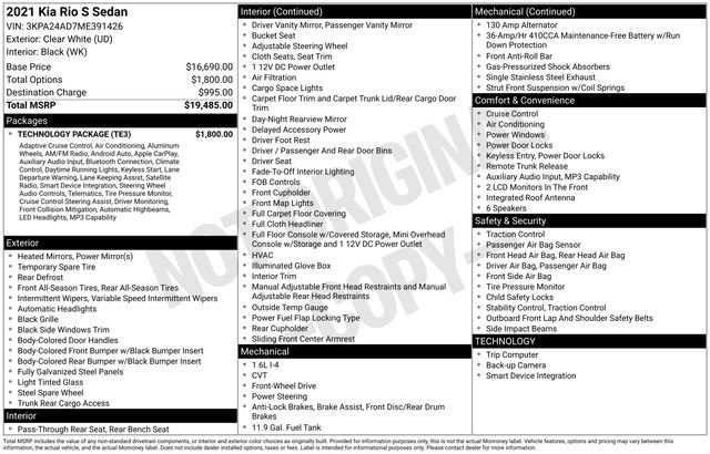 Certified 2021 Kia Rio S w/ Technology Package image 22