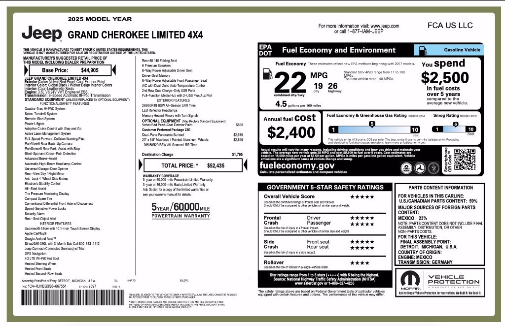 Certified 2025 Jeep Grand Cherokee Limited AWD/4WD image 7