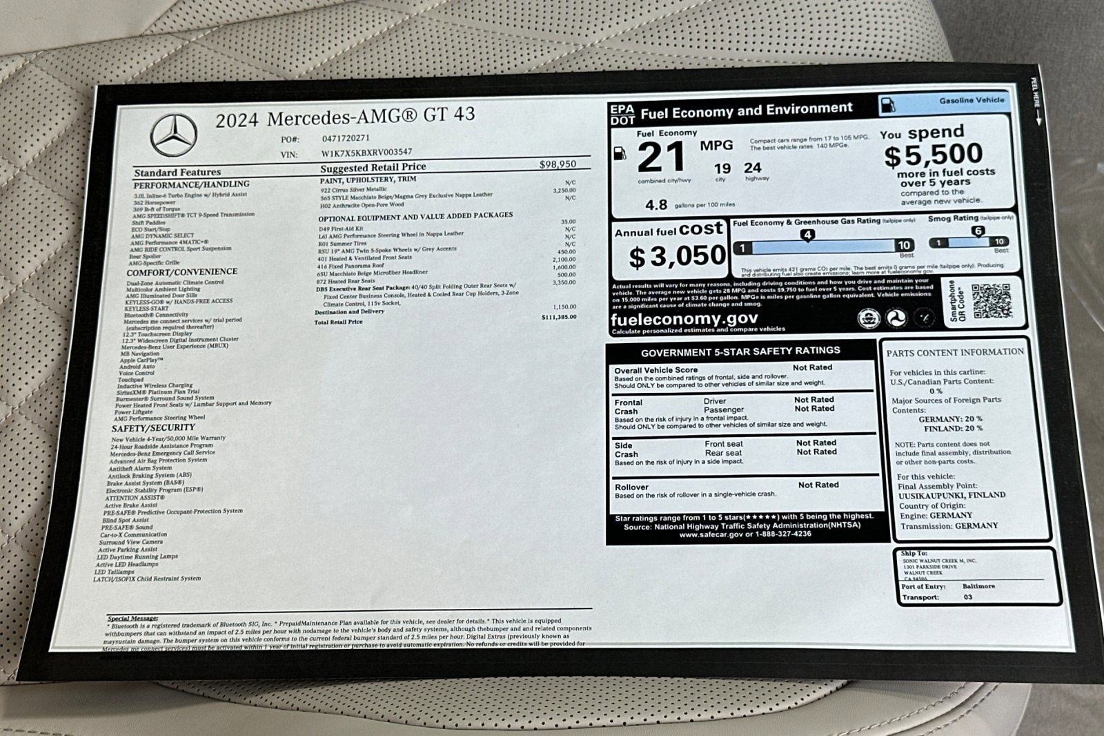 Certified 2024 Mercedes-Benz AMG GT 43 image 29