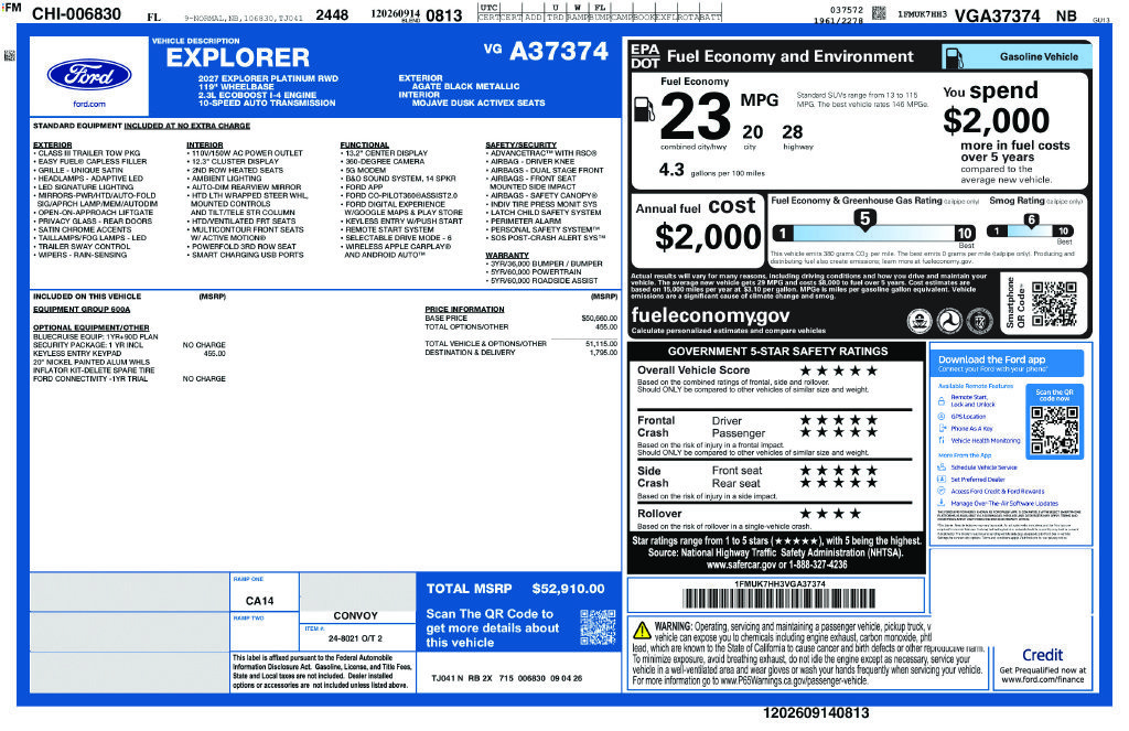 New 2027 Ford Explorer Platinum RWD image 11