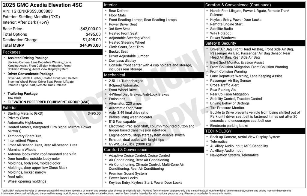 Certified 2025 GMC Acadia Elevation FWD image 37