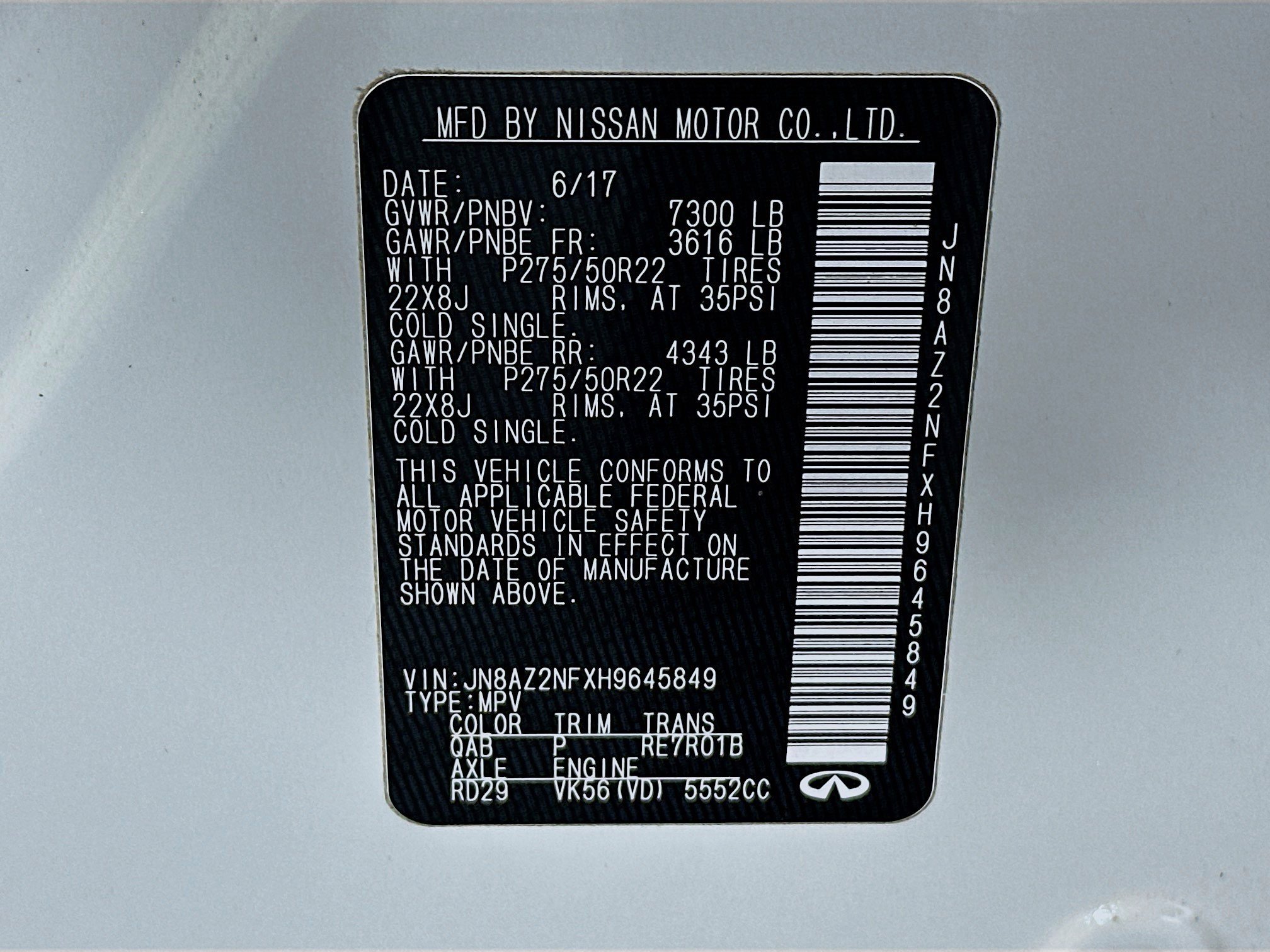 Used 2017 INFINITI QX80 2WD w/ Driver Assistance Package image 12