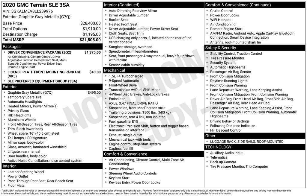 Used 2020 GMC Terrain SLE w/ Driver Convenience Package FWD image 6