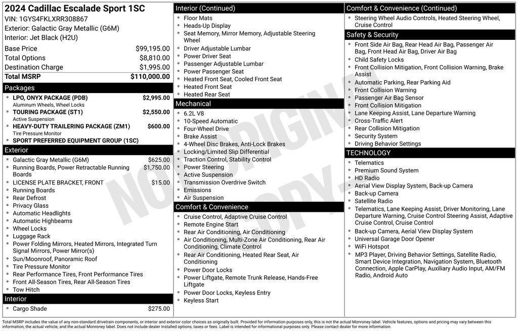 Certified 2024 Cadillac Escalade Sport w/ LPO, ONYX Package AWD/4WD image 32