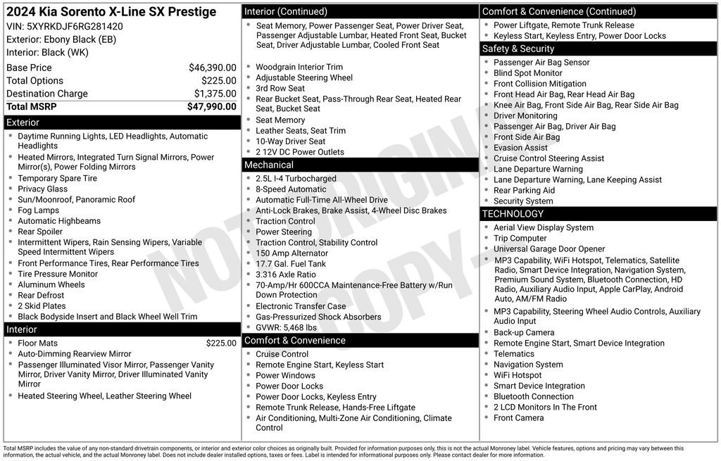 Certified 2024 Kia Sorento SX Prestige AWD/4WD image 33