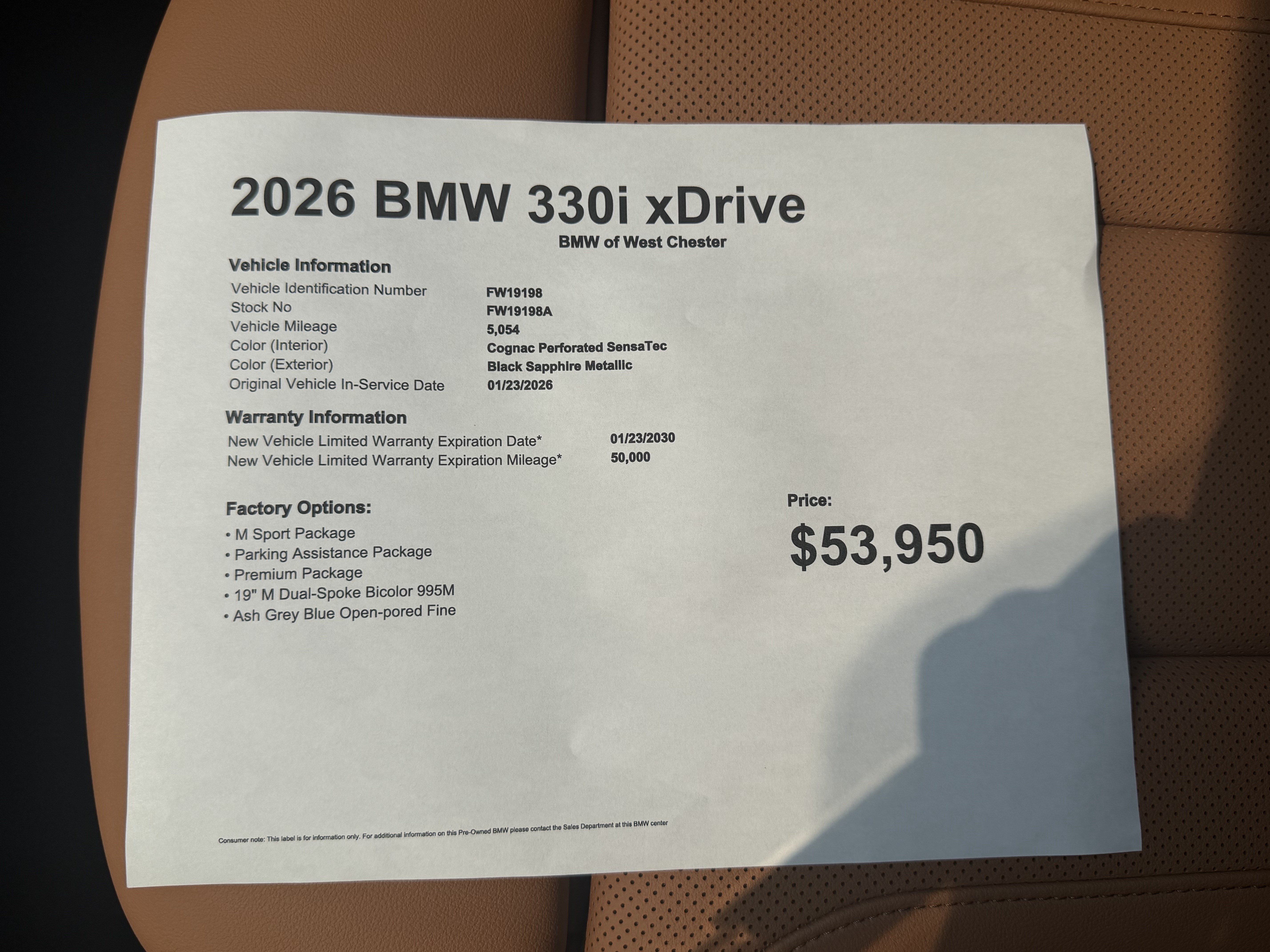 Certified 2026 BMW 330i xDrive Sedan w/ M Sport Package AWD/4WD image 20