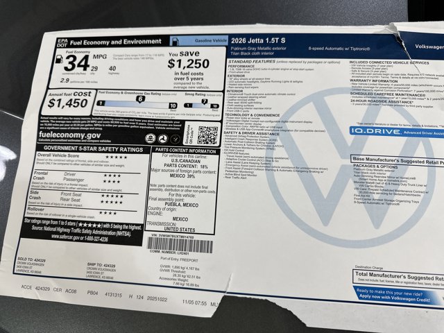 New 2026 Volkswagen Jetta S FWD image 40